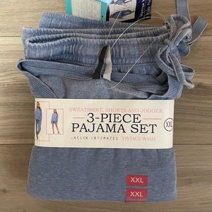 Jaclyn Intimates 3 piece pajama set, sweatshirt, shorts, joggers, NWT SIZE XXL